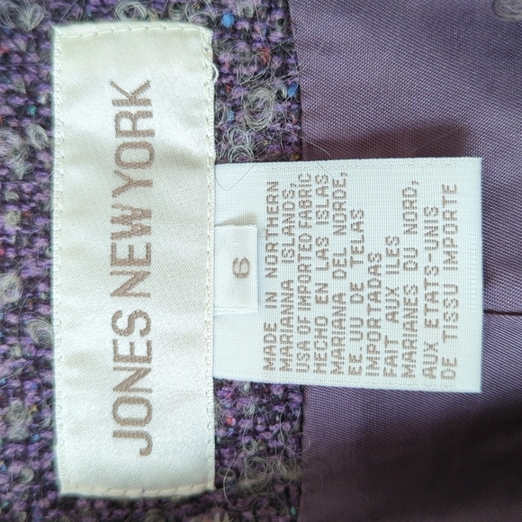 Jones New York 90's Vintage Wool & Silk Speckled Twill Blazer Jacket Purple 6 - Picture 5 of 14